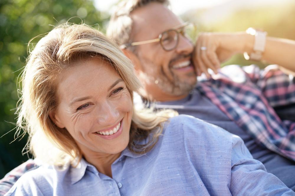 Man and woman smiling 