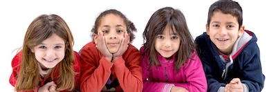 group of 4 kids smiling in north york on