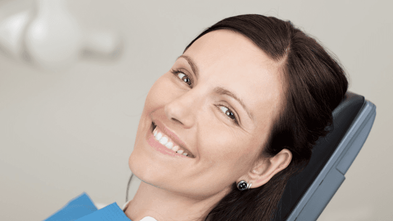 north york woman sitting in dental chair